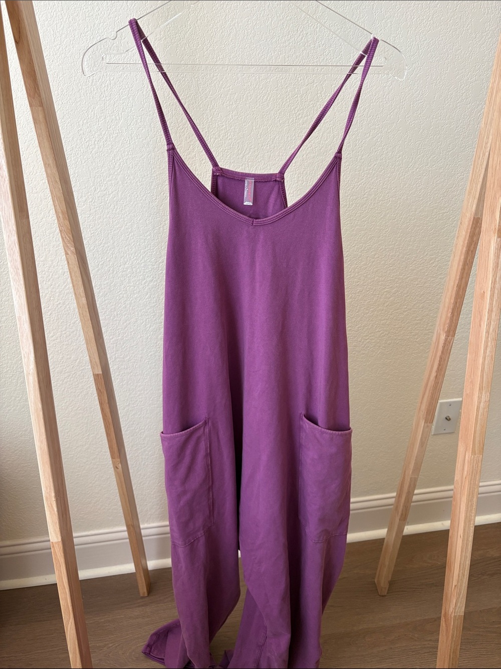 FP Movement by Free People Purple Spaghetti-Strap Pocket Jumpsuit